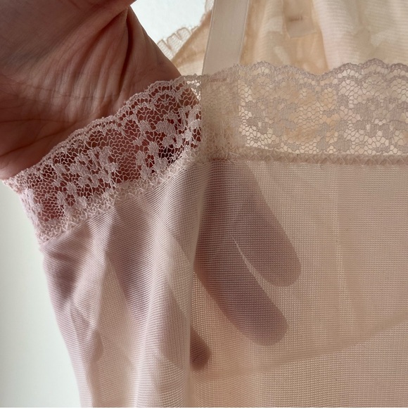 Vintage Pink Lace Slip Dress 34 | Midi Length Lingerie Coquette Bridal Style - Picture 6 of 9